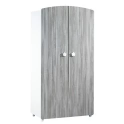 Hugo Armoire 2 Portes Gris / Blanc De Sauthon Baby's Sweet Home