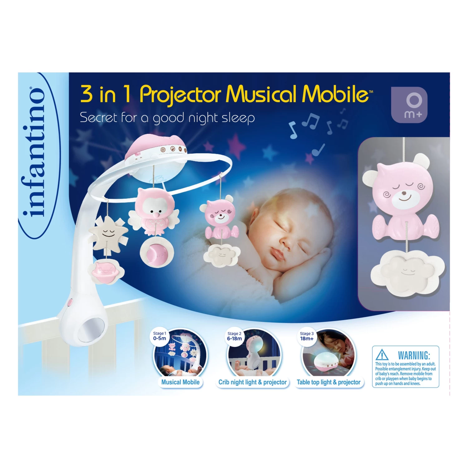 Mobile Douce Nuit 3 En 1 Rose De Infantino – Image 2