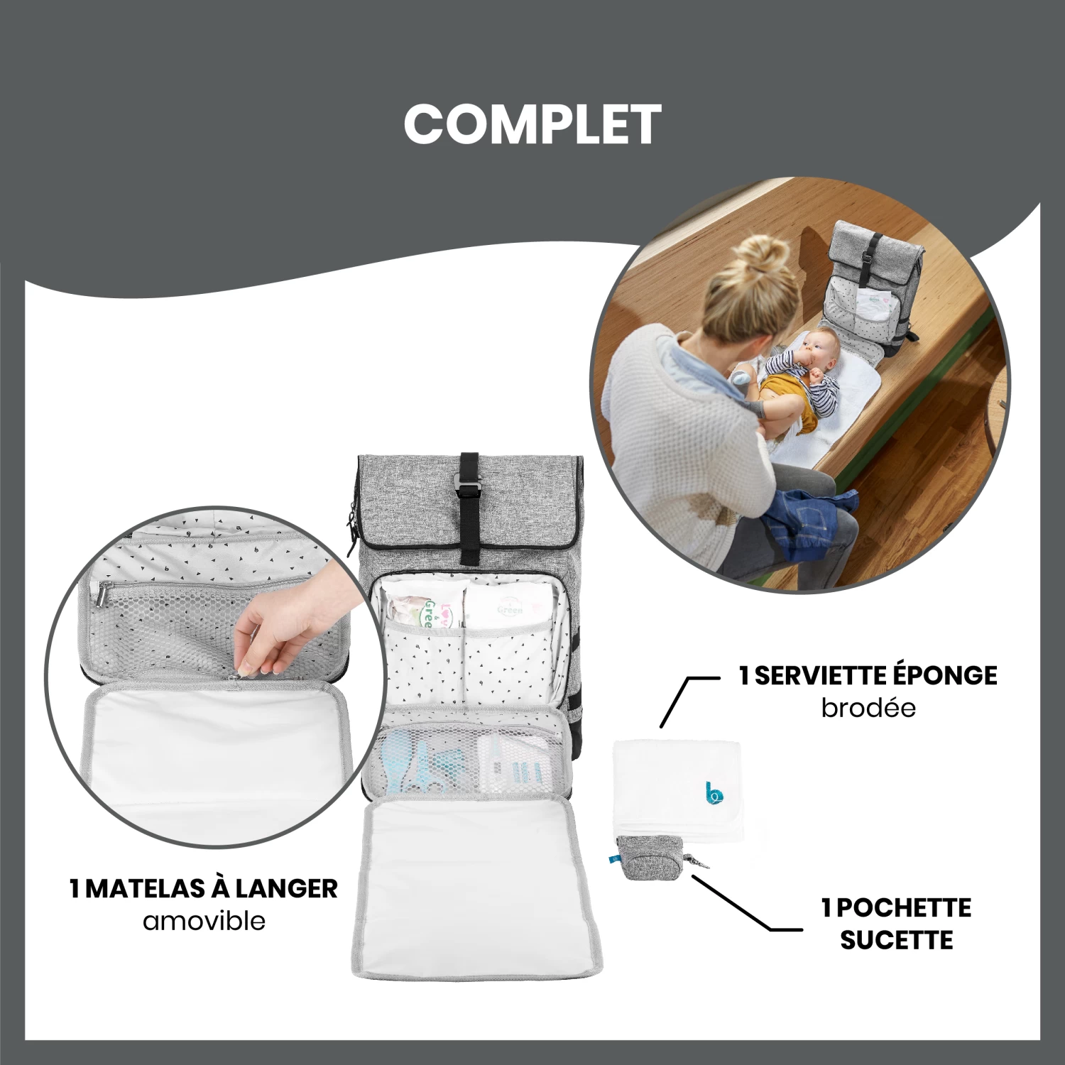 Sac à Dos à Langer Le Sancy Smokey De Babymoov – Image 5