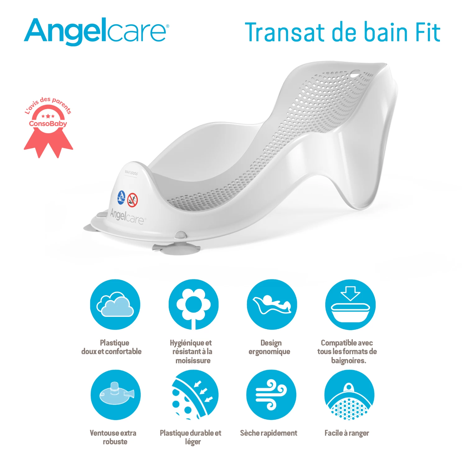Transat De Bain Fit Bleu De Angelcare – Image 9