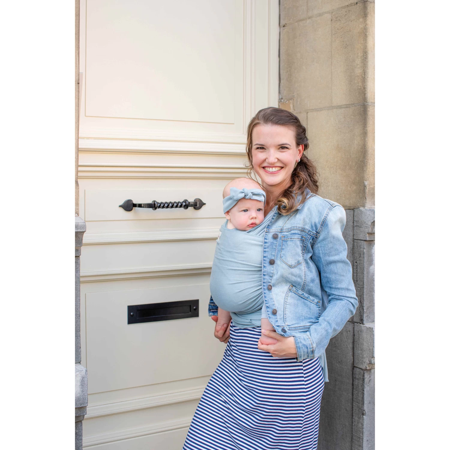 Echarpe De Portage Tricot-slen Bamboo Blue Fog De Babylonia – Image 2