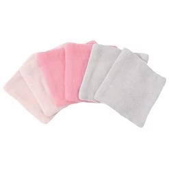 Lot De 6 Lingettes Lavable En Mousseline Blanc/rose 10 X 10 Cm De Trois Kilos Sept
