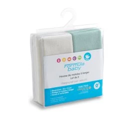 Lot De 2 Housse à Matelas à Langer Ecru/Vert Gris De Formula Baby