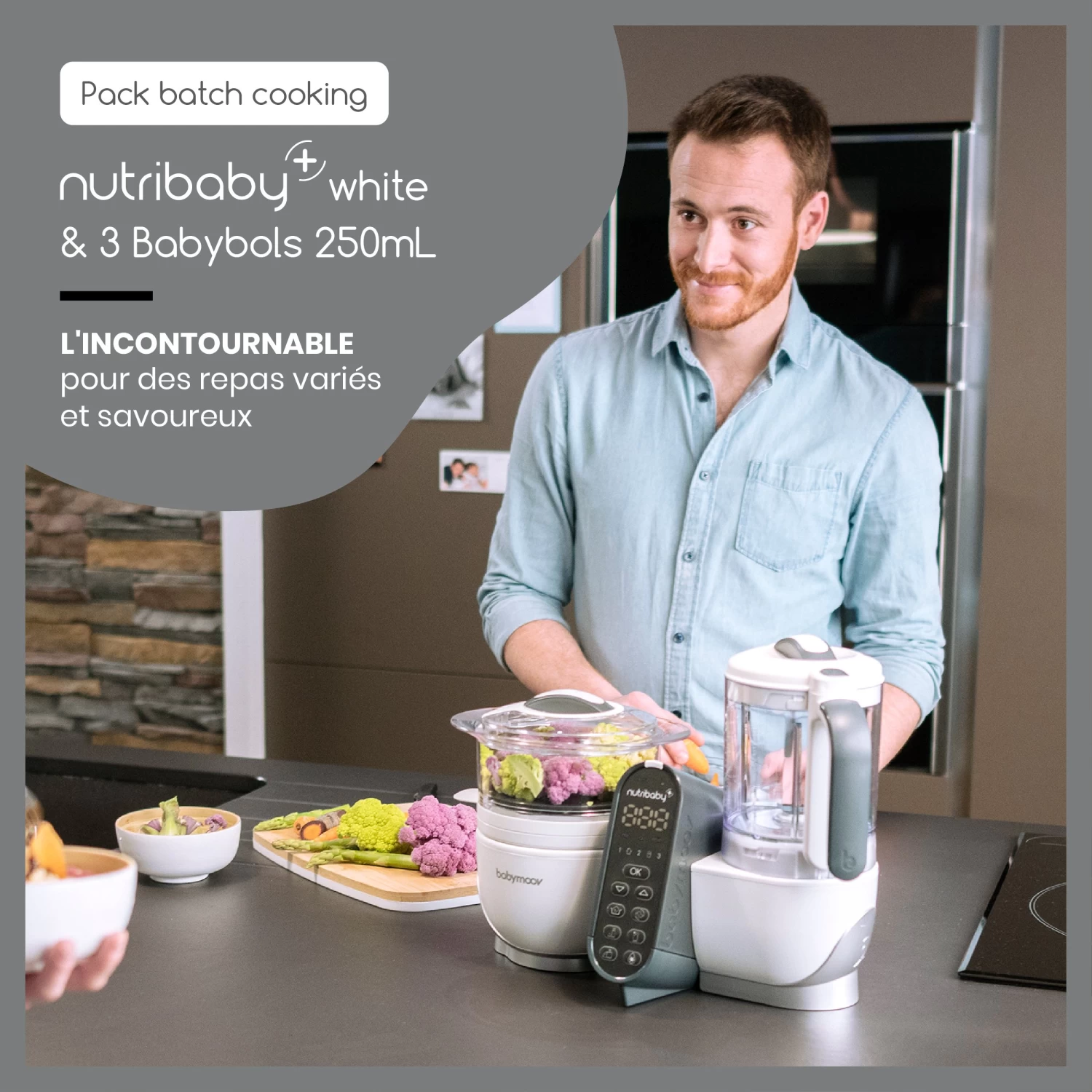 Pack Batch Cooking Nutribaby(+) & 3 Babybols 250mL Blanc De Babymoov – Image 2